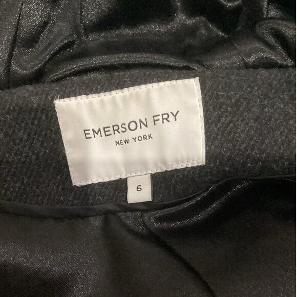 Emerson Fry Hooded Wool Blend Parka In Black Charcoal Size 6 - Picture 11 of 13